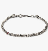 BEADED STONES SILVER CHIP BRACELET 281: this adjustable bracelet features organic sterling chip beads and is finished with a single ruby