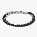 BEADED STONES BRACELET 288: this adjustable bracelet combines onyx stones with sterling boxes and a single ruby
