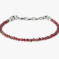 BEADED STONES BRACELET 368: this adjustable garnet stone bracelet is finished with a sterling anchor chain.