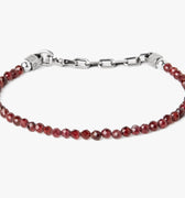 BEADED STONES BRACELET 368: this adjustable garnet stone bracelet is finished with a sterling anchor chain.