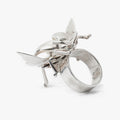 sterling silver hybrid moth/beetle ring features articulated wings