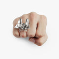 sterling silver hybrid moth/beetle ring features articulated wings