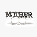 3D printed "mother / fucker" object sits on top of this double cuff open ended ring