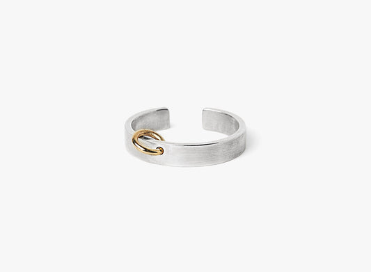 MIXED METAL STERLING SILVER/ 18K YELLOW GOLD RING 073