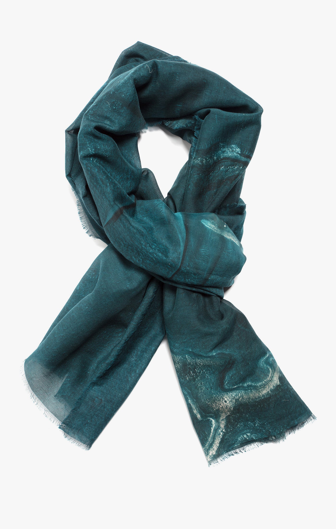 in collaboration with NASA, this limited edition scarf depicts the barkhanes dunes in the crater zone. this image was captured using the HiRISE camera