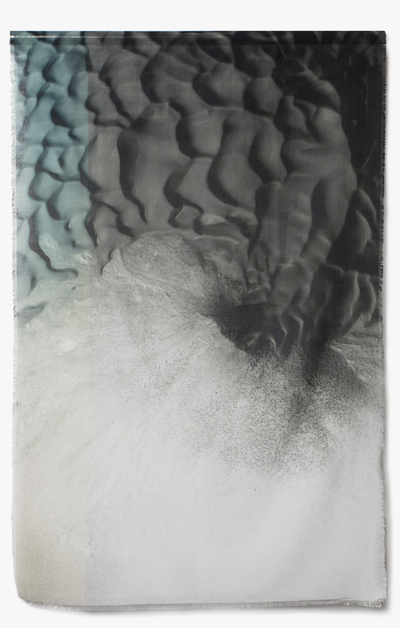 in collaboration with NASA, this limited edition scarf depicts the dark dunes that hide the martian dune complex. this image was captured using the HiRISE camera