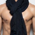 hand-dyed, tissue weight scarf is made from mongolian cashmere, and finished with a raw edge