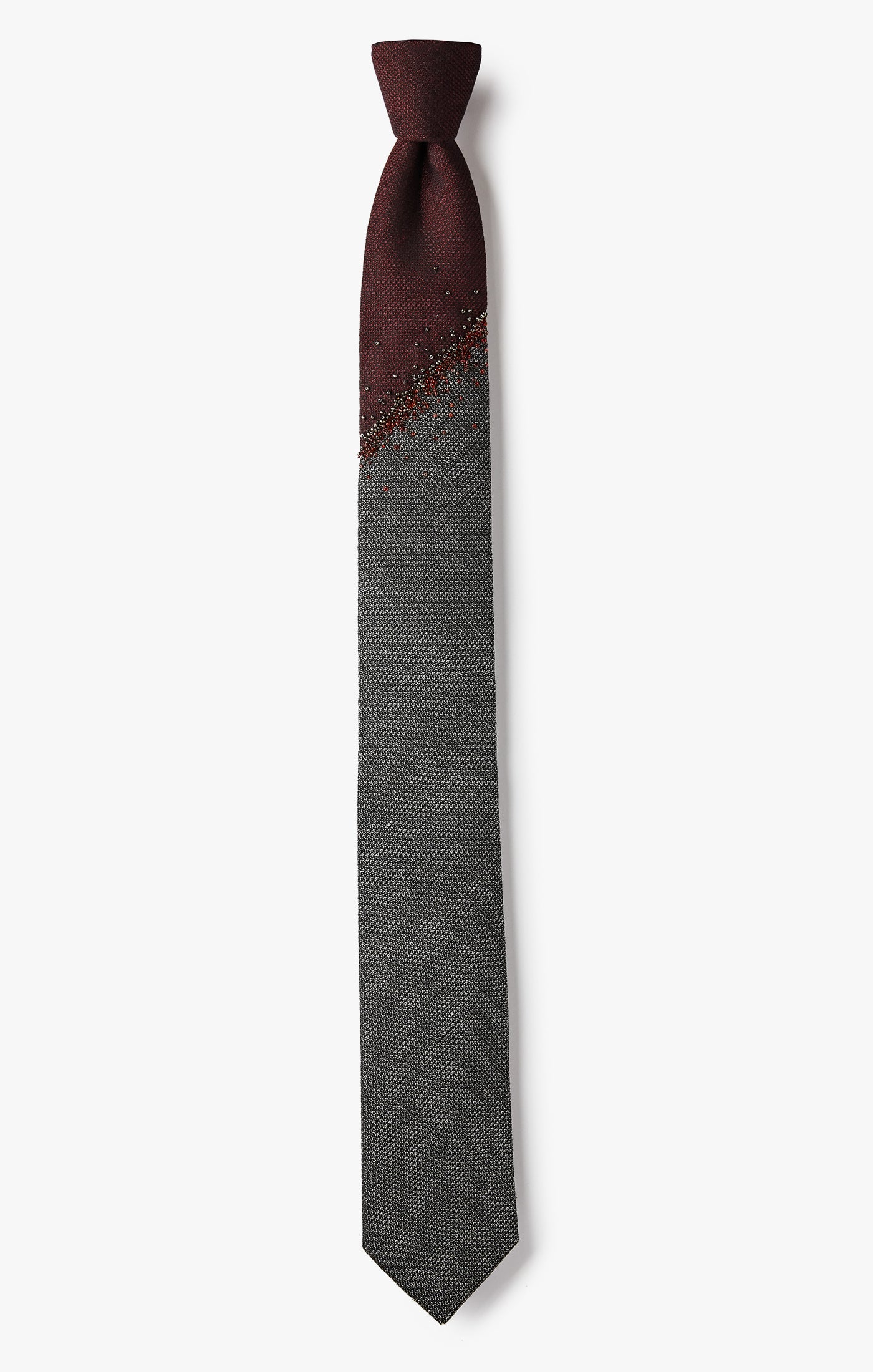 BURGUNDY GRADIENT BEADED NECKTIE 1021
