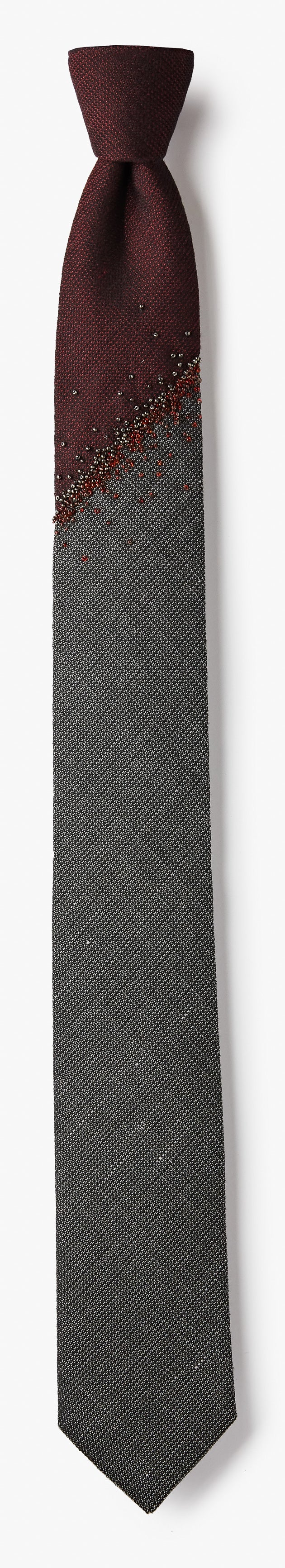 BURGUNDY GRADIENT BEADED NECKTIE 1021