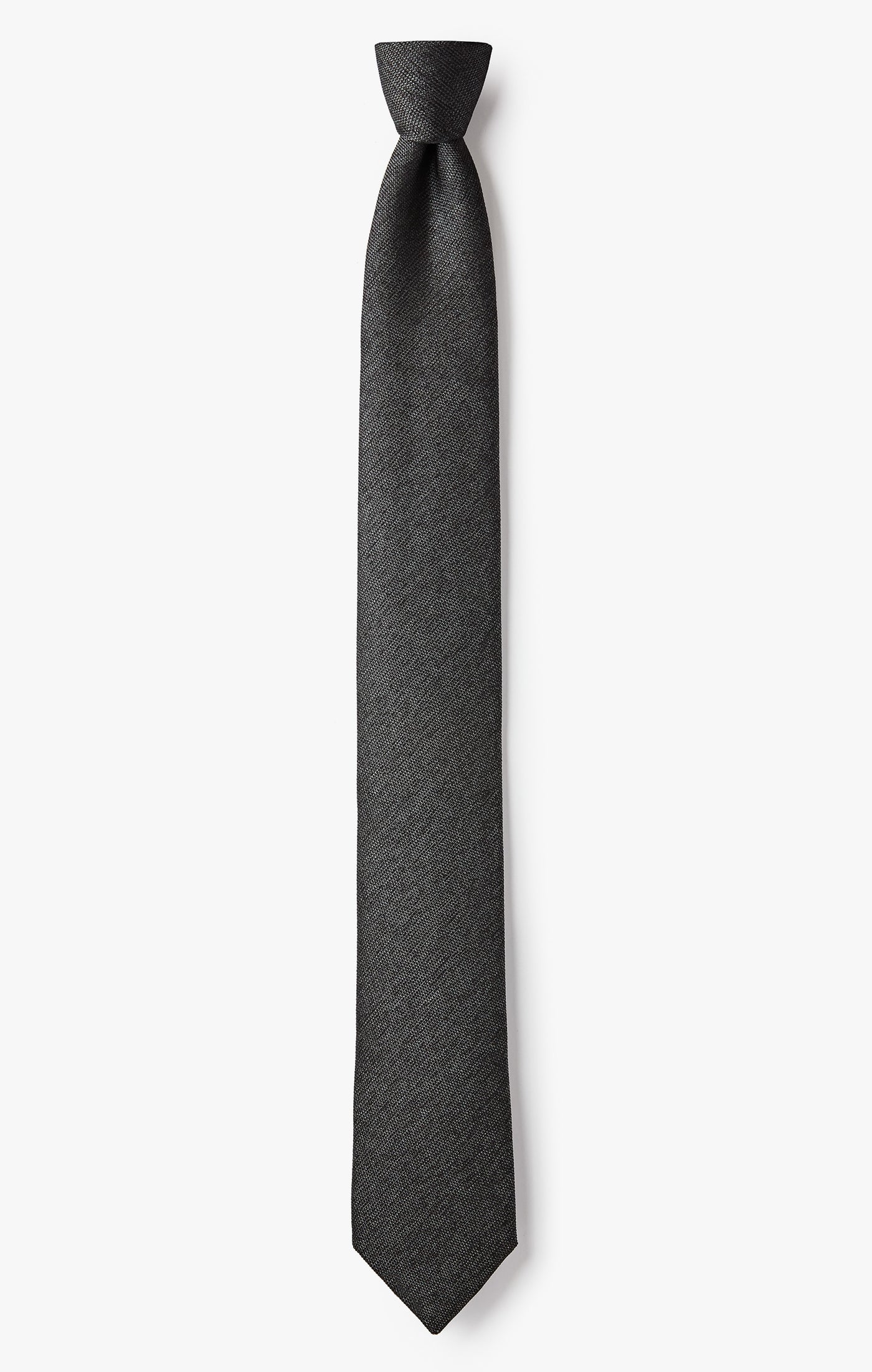 solid silk micro pique necktie in dark gray